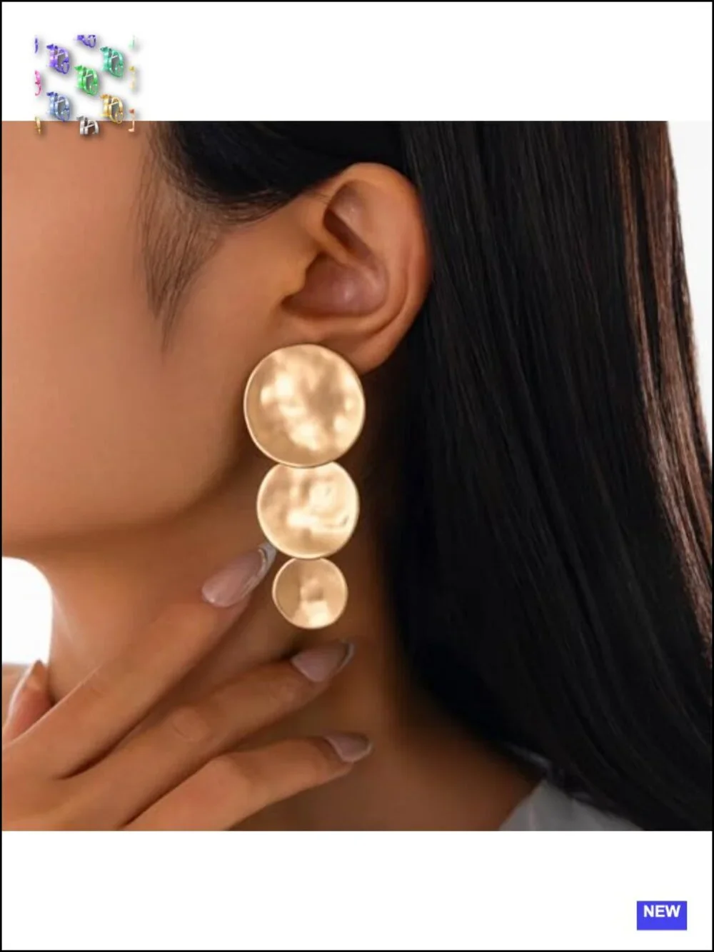 Triple-Layered Chunky Dangle Drop Earrings Geometric Statement Alloy Steel